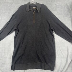 Faherty Mens XL Charcoal Gray Quarter Zip TextureTunic Sweater Longline Pullover